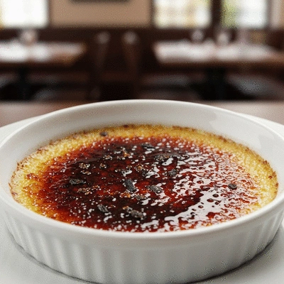 Elegant French Crème Brûlée with a perfectly caramelized sugar crust
